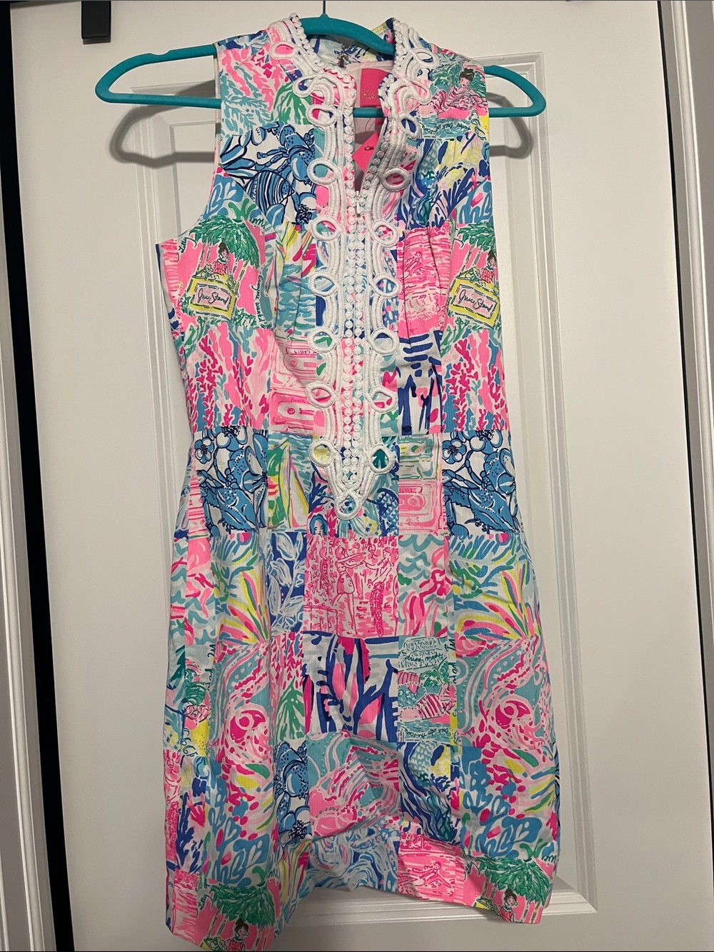 NWT Lilly Pulitzer Size 4 Multicolor Patchwork Shift Dress in Pink & Blue